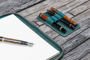 Leather Zippered Leuchtturm1917 B5 & Extra Large Moleskine Folio - Crazy Horse Forest Green-Galen Leather