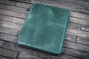 Leather Zippered Leuchtturm1917 B5 & Extra Large Moleskine Folio - Crazy Horse Forest Green-Galen Leather