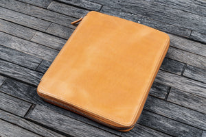 Leather Zippered Leuchtturm1917 B5 & Extra Large Moleskine Folio - Crazy Horse Honey Ochre-Galen Leather