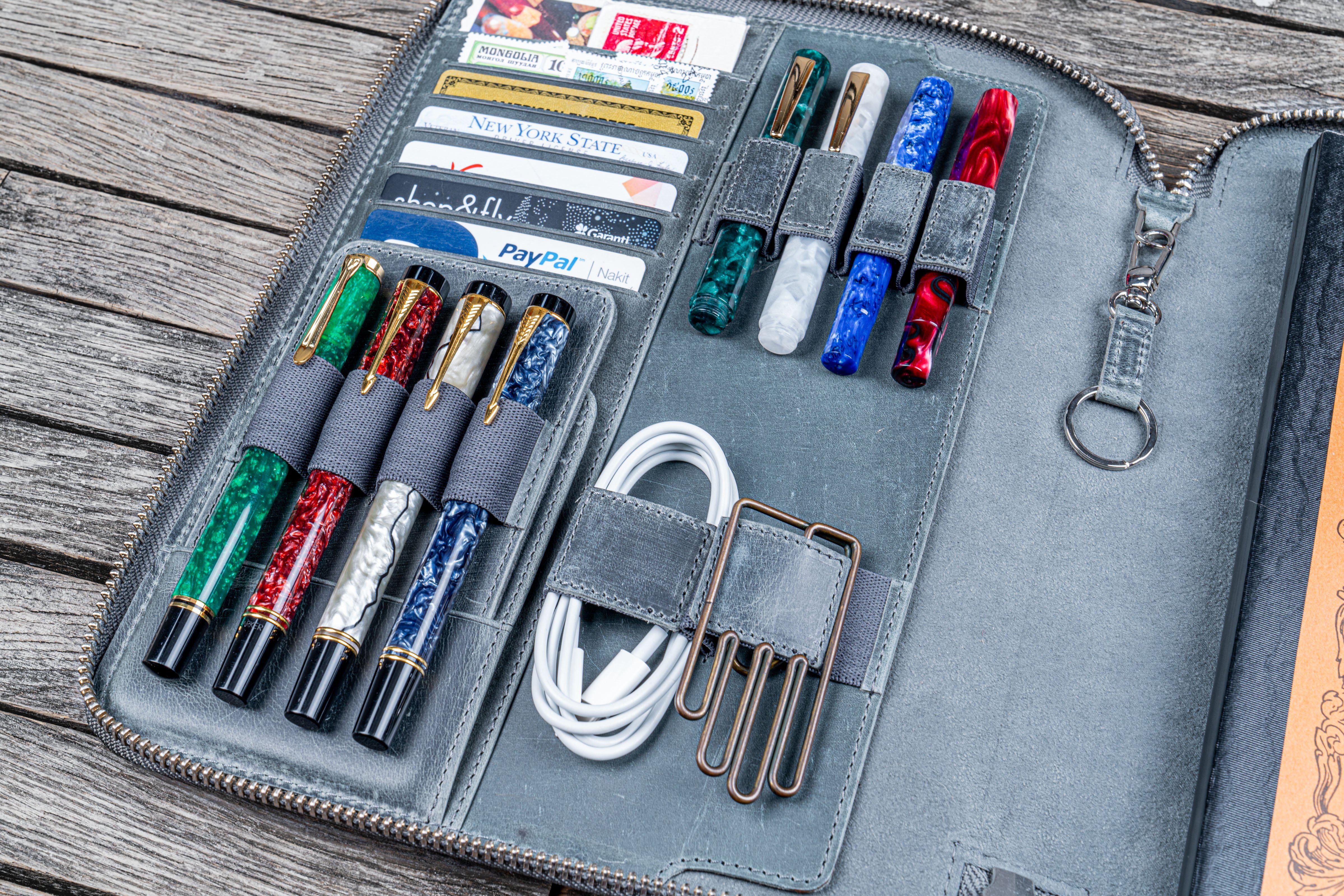 Leather Zippered Leuchtturm1917 B5 & Extra Large Moleskine Folio - Crazy Horse Smoky-Galen Leather