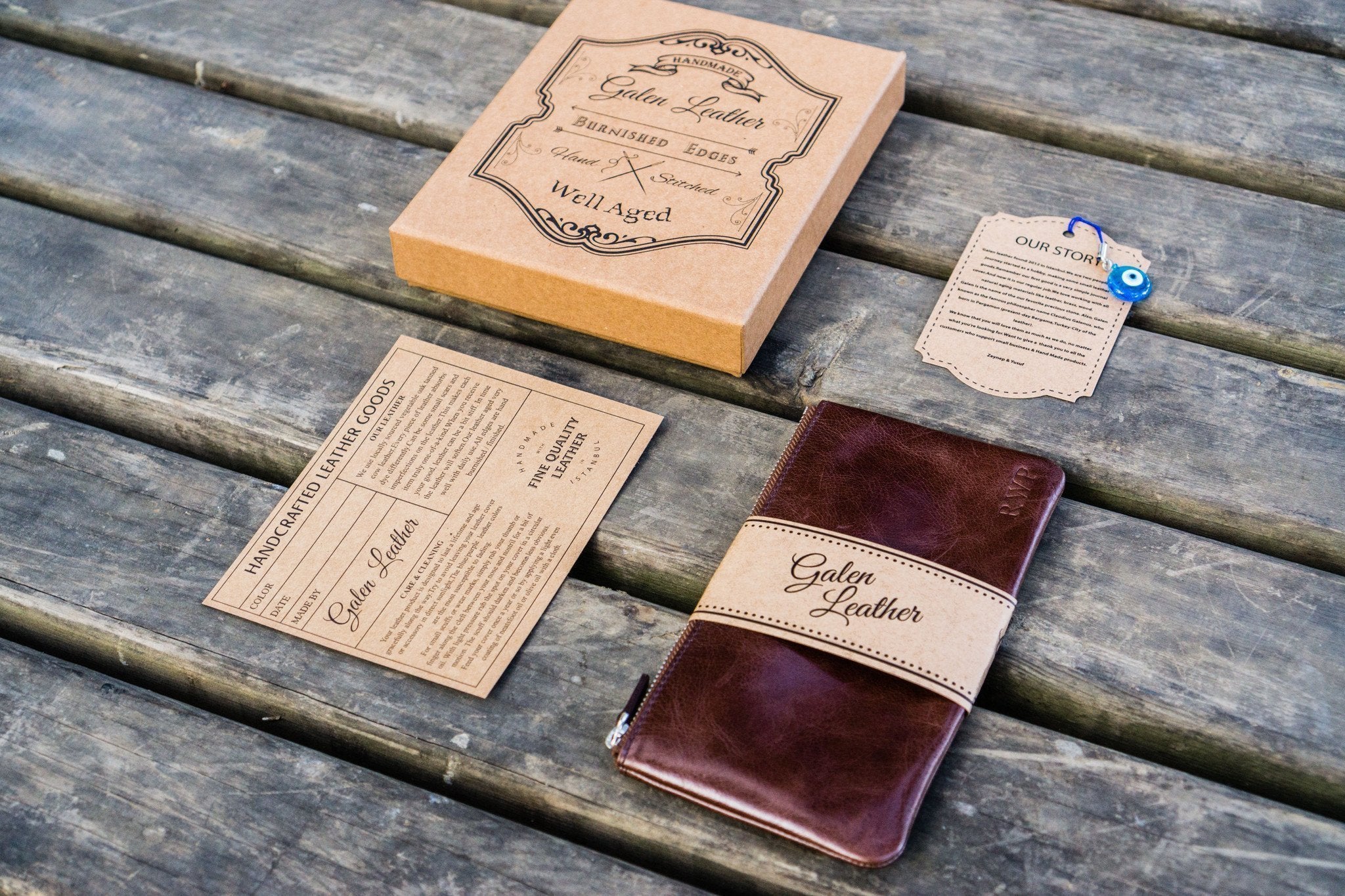 Leather Zippered Small Pencil Pouch/Cosmetic Case - Crazy Horse-Galen Leather