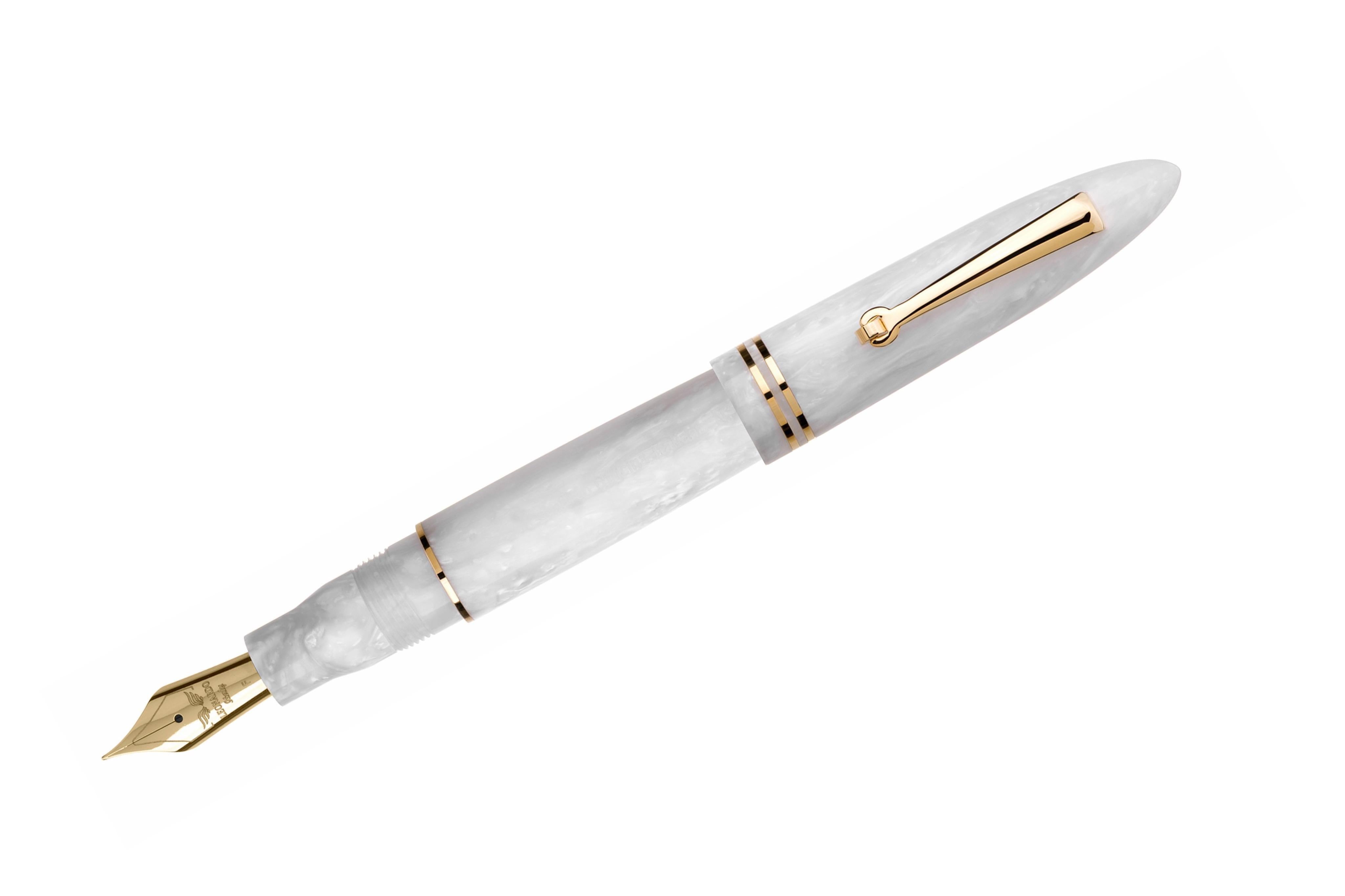 Leonardo Furore Fountain Pen - White Salt GT-Galen Leather