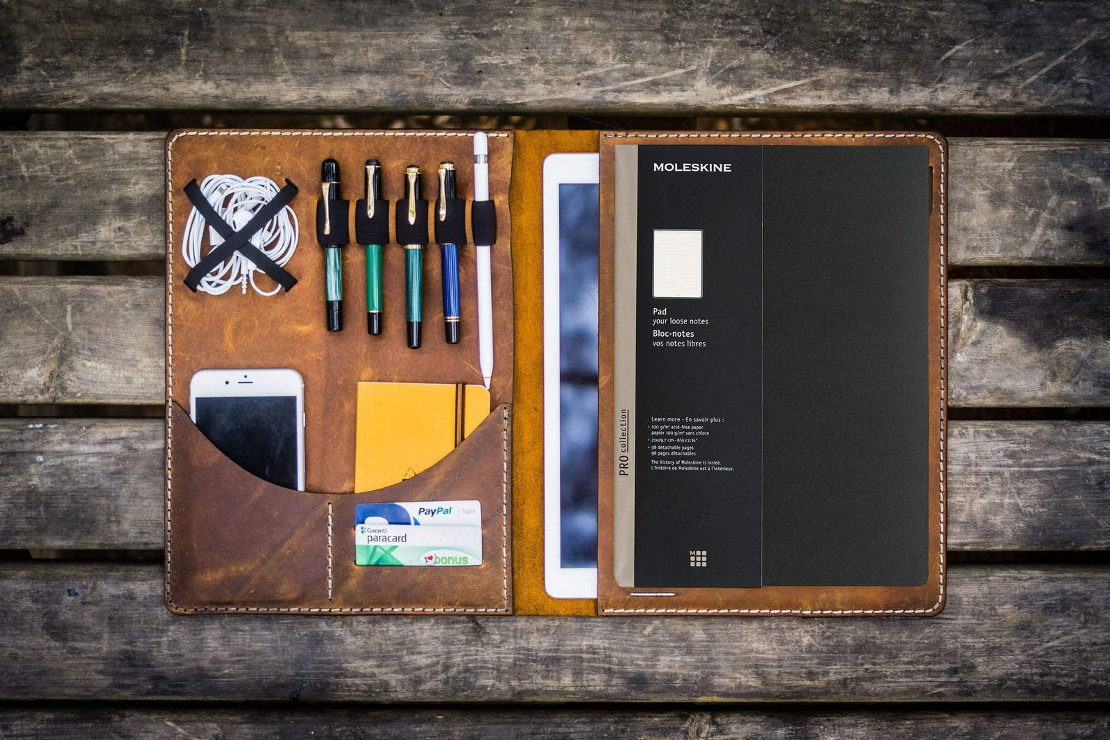 Moleskine Professional Workbook A4 Cover, Leather Compendium - Crazy Horse Brown-Galen Leather