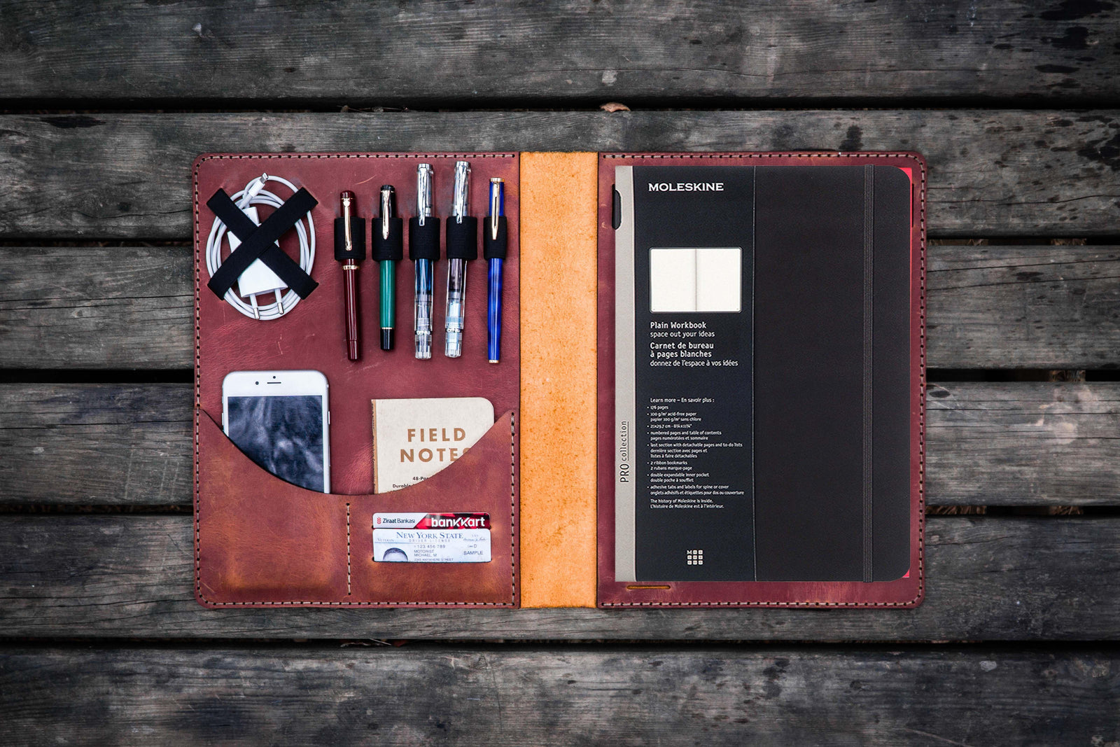 Moleskine Professional Workbook A4 Cover, Leather Compendium - Crazy Horse Tan-Galen Leather