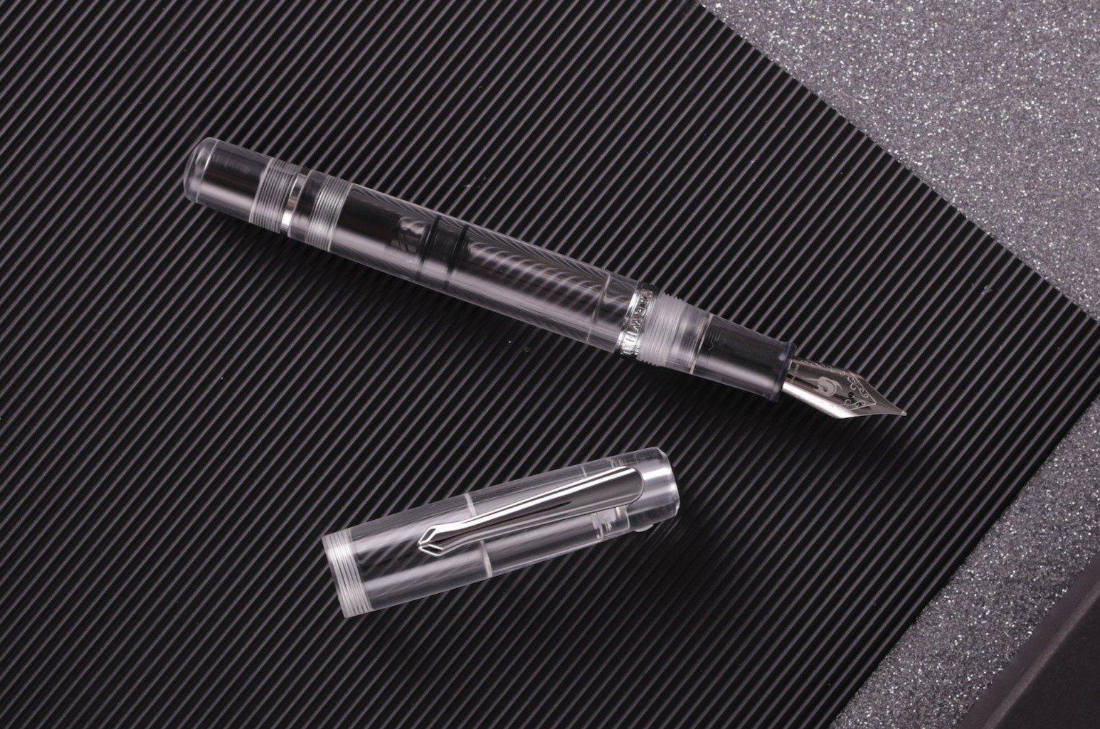 Narwhal Fountain Pen - Clear Demonstrator + Leather Pen Sleeve-Galen Leather