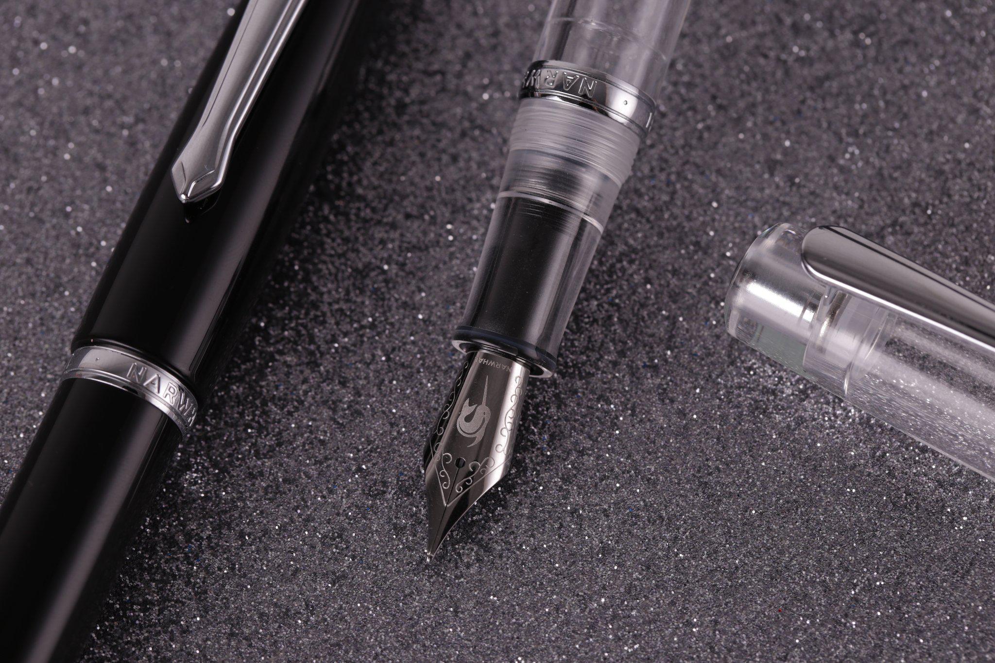 Narwhal Fountain Pen - Clear Demonstrator + Leather Pen Sleeve-Galen Leather