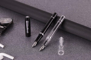 Narwhal Fountain Pen - Clear Demonstrator + Leather Pen Sleeve-Galen Leather