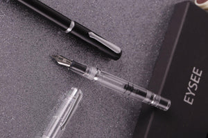 Narwhal Fountain Pen - Clear Demonstrator + Leather Pen Sleeve-Galen Leather