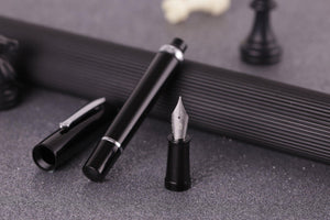 Narwhal Fountain Pen - Original Black+ Leather Pen Sleeve-Galen Leather