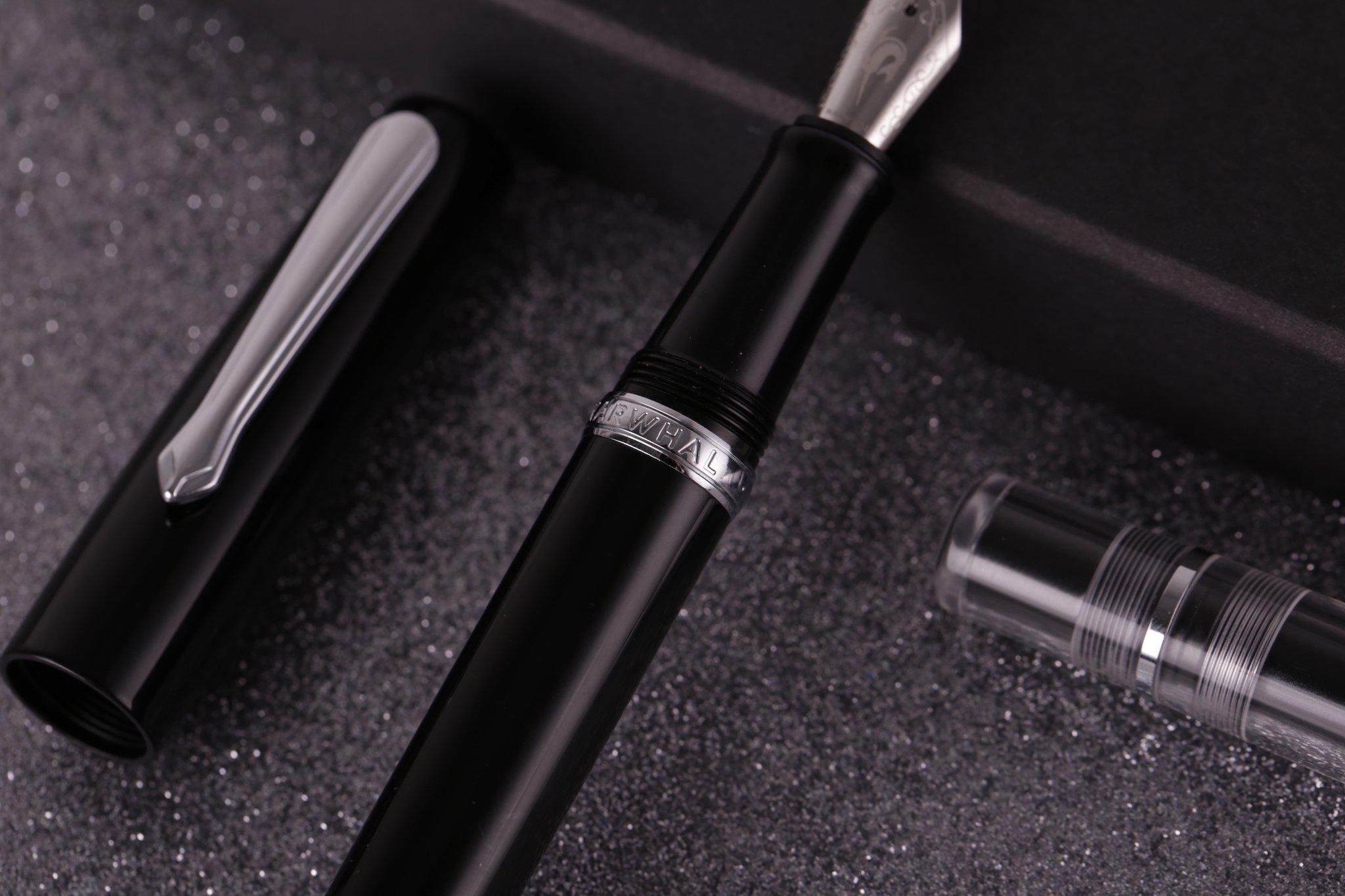 Narwhal Fountain Pen - Original Black+ Leather Pen Sleeve-Galen Leather