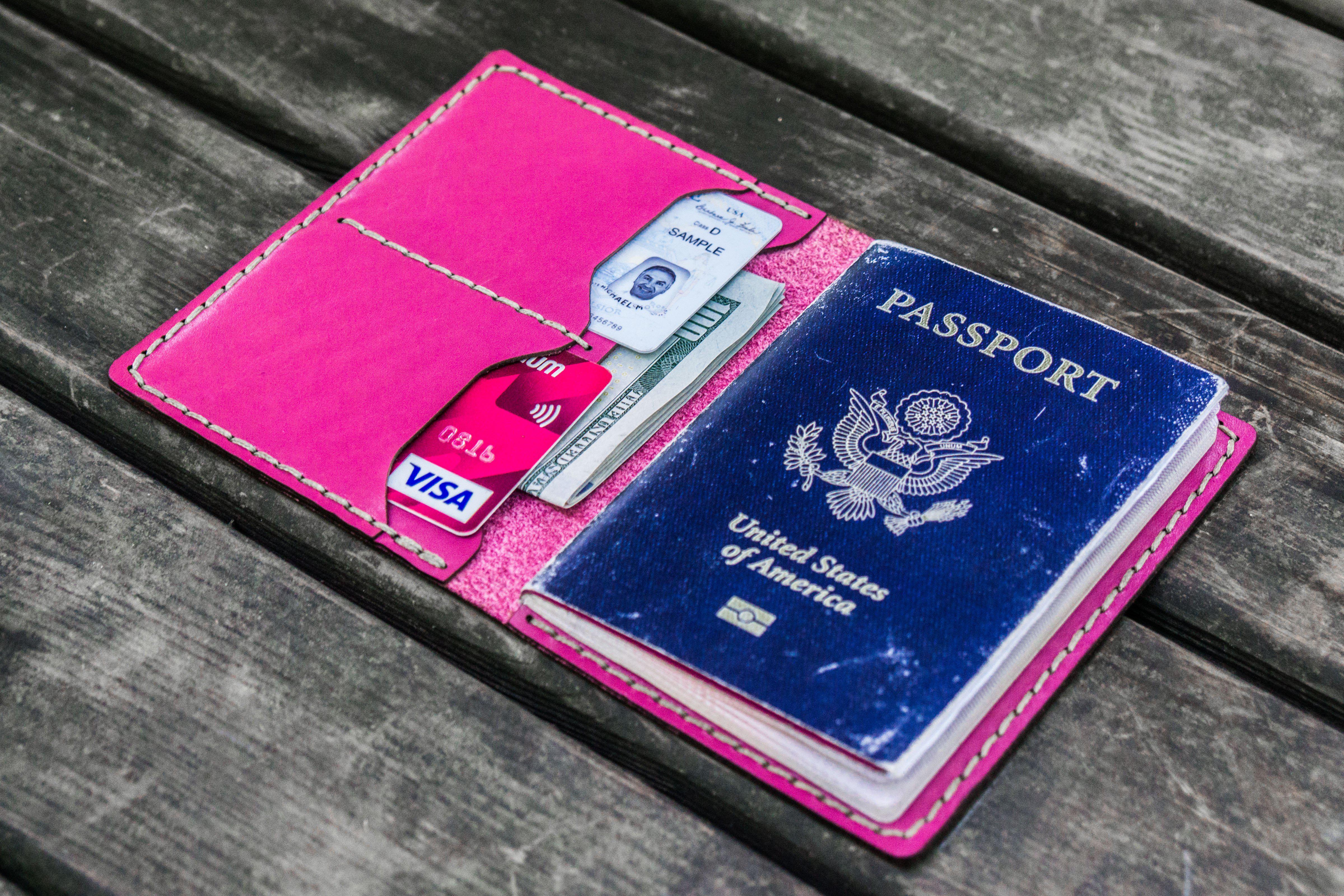No.06 Leather Passport Holder - Pink-Galen Leather