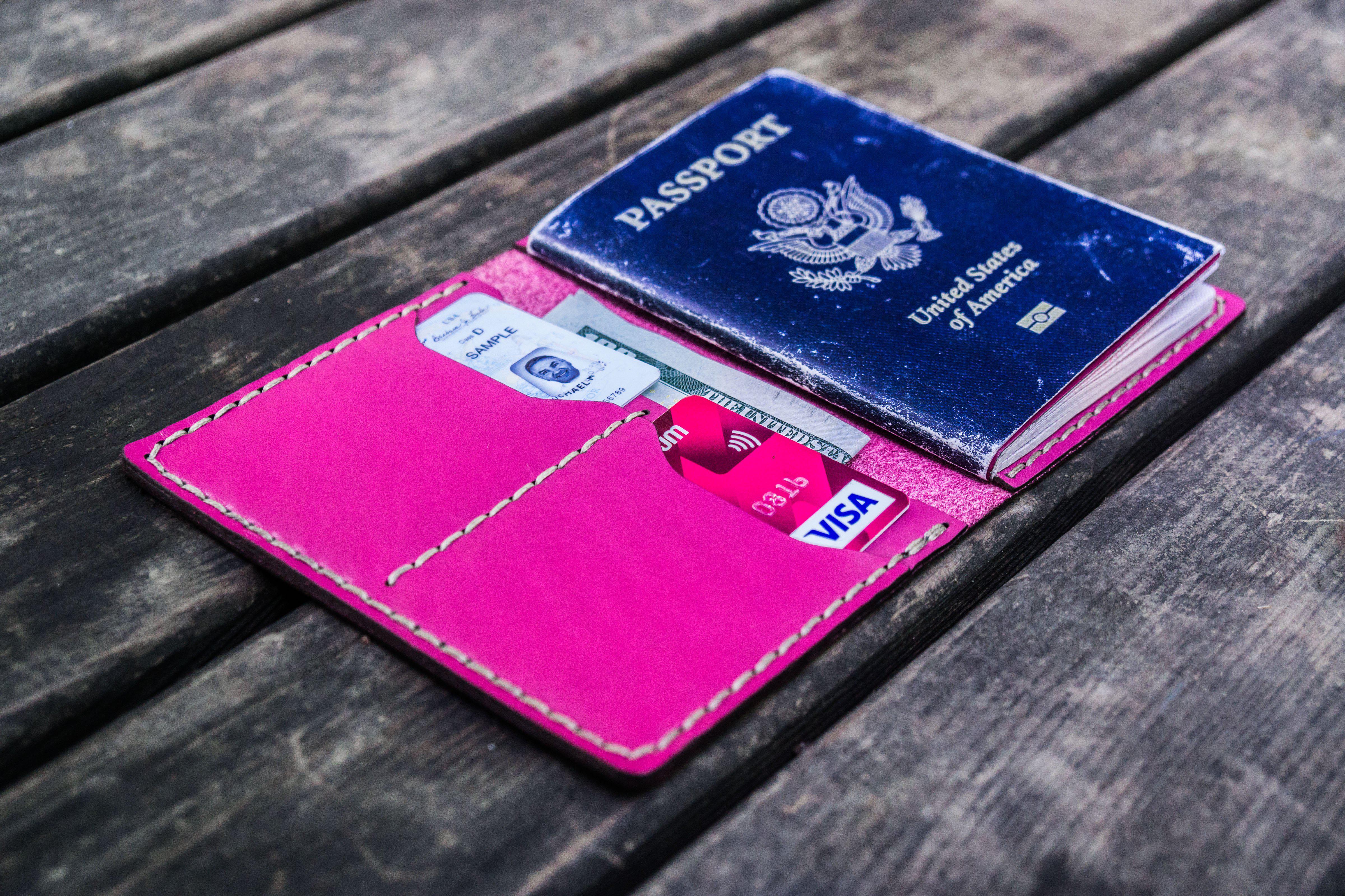 No.06 Leather Passport Holder - Pink-Galen Leather