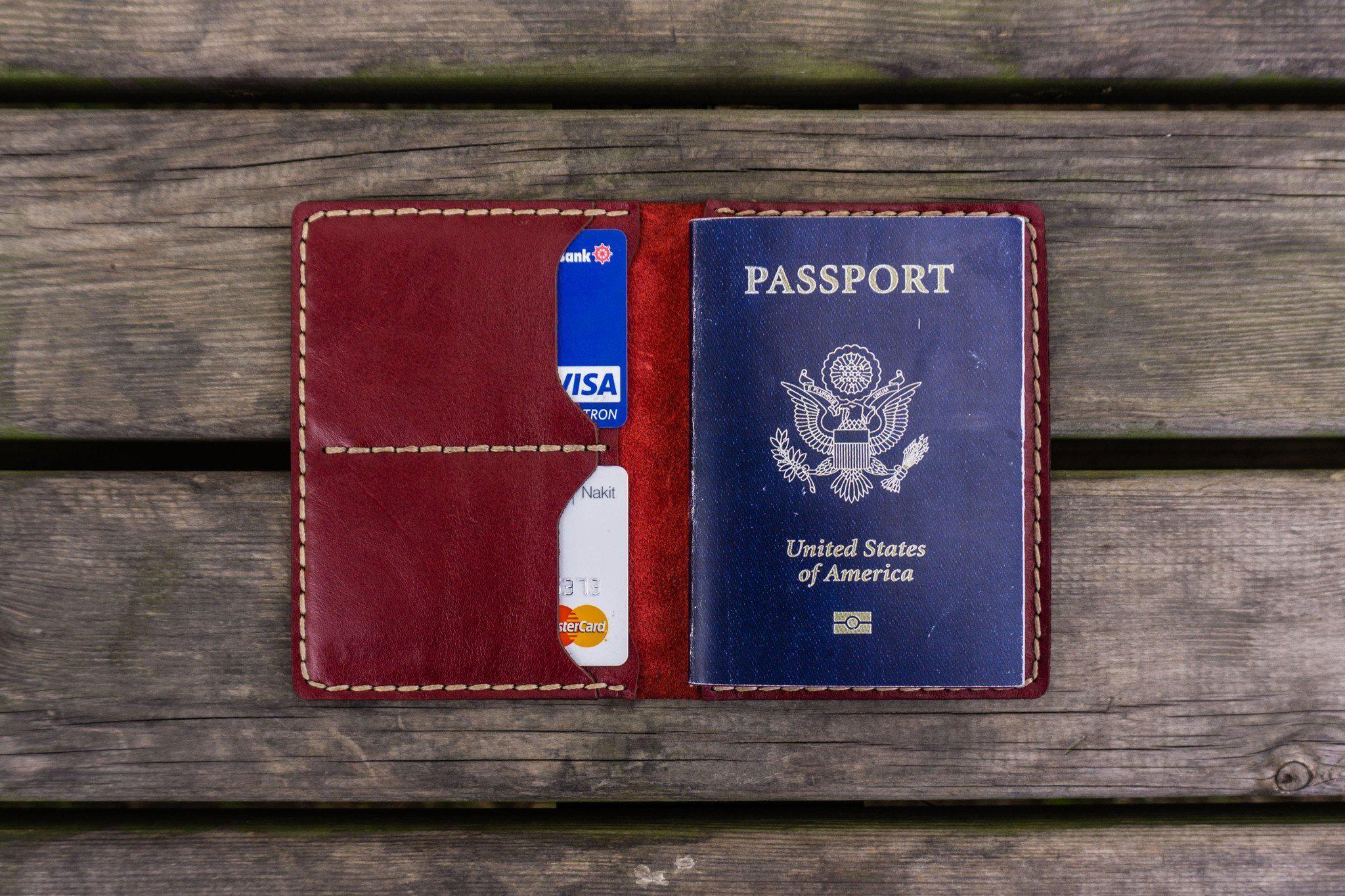 No.06 Leather Passport Holder-Red 1-Galen Leather
