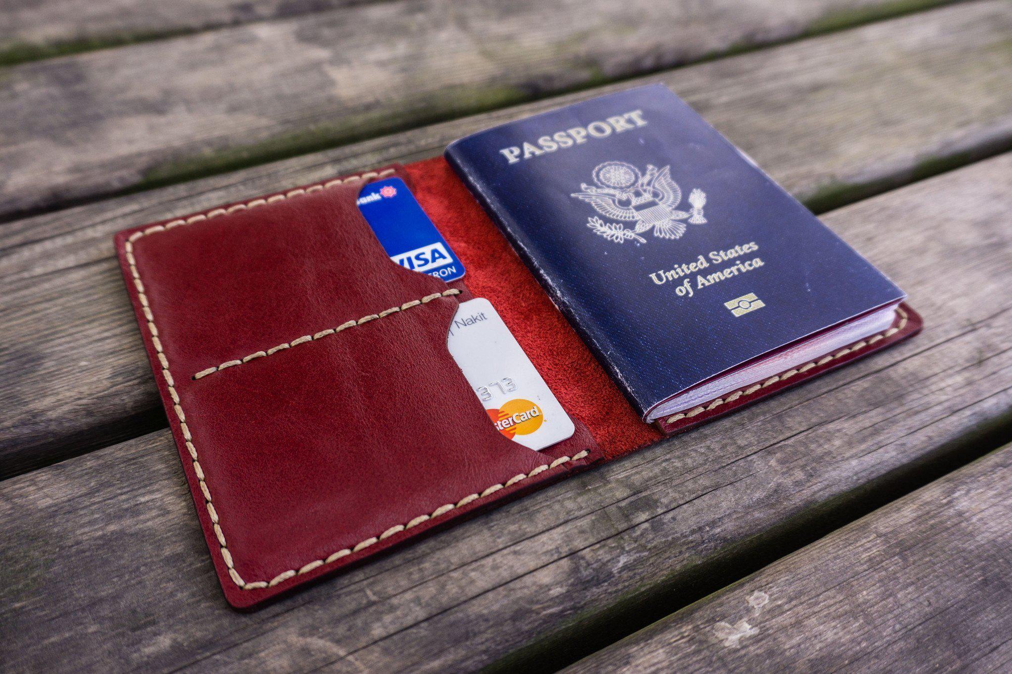 No.06 Leather Passport Holder-Red 1-Galen Leather
