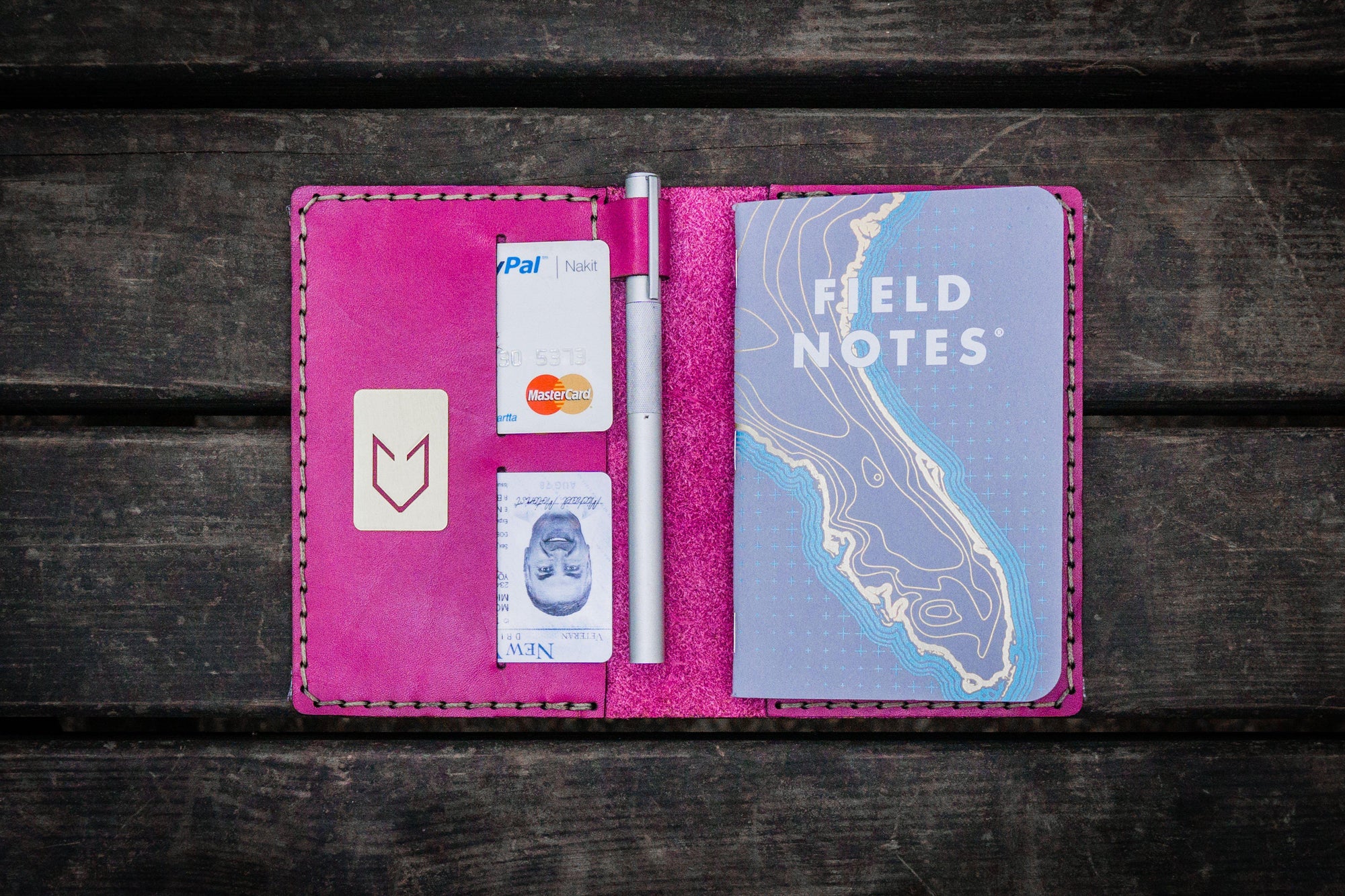 No.33 Personalized Leather Field Notes Cover - Pink-Galen Leather