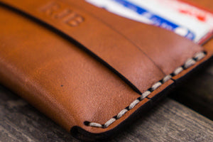 No.36 Personalized Basic Flap Handmade Leather Wallet - Brown-Galen Leather