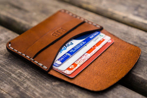 No.36 Personalized Basic Flap Handmade Leather Wallet - Brown-Galen Leather
