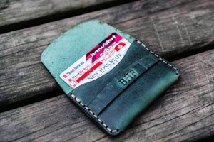 No.36 Personalized Basic Flap Handmade Leather Wallet - Crazy Horse Forest Green-Galen Leather