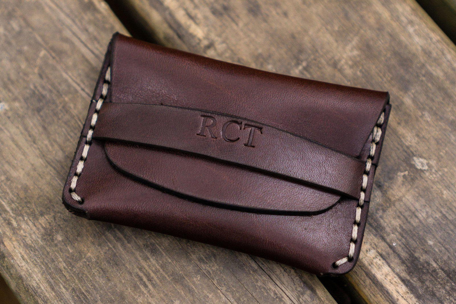 No.36 Personalized Basic Flap Handmade Leather Wallet - Dark Brown-Galen Leather