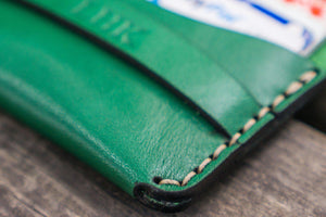 No.36 Personalized Basic Flap Handmade Leather Wallet - Green-Galen Leather