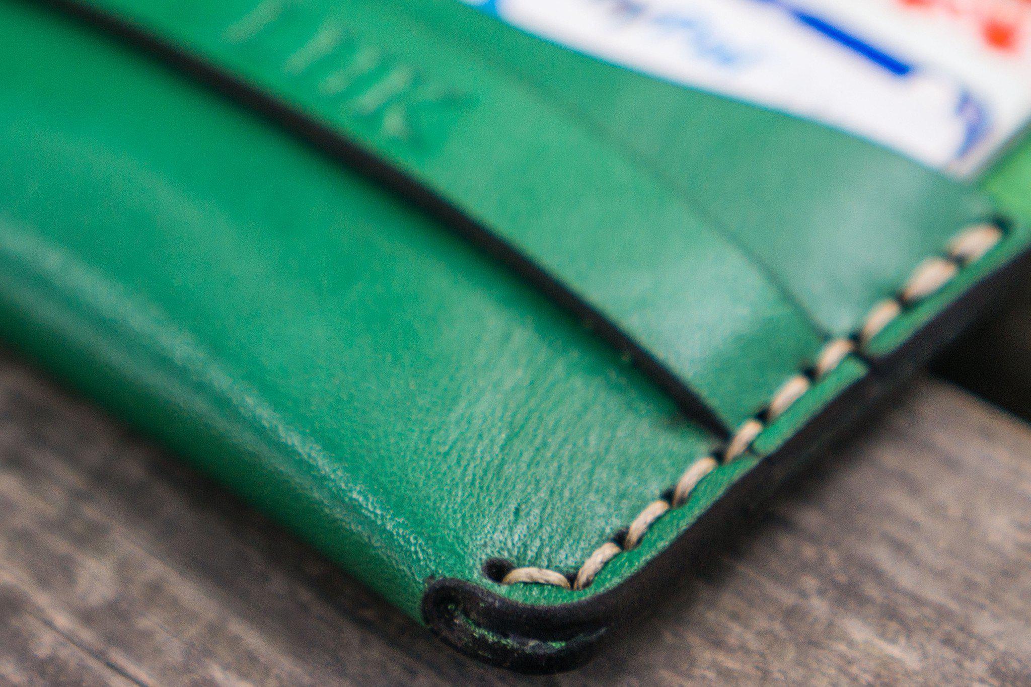 No.36 Personalized Basic Flap Handmade Leather Wallet - Green-Galen Leather