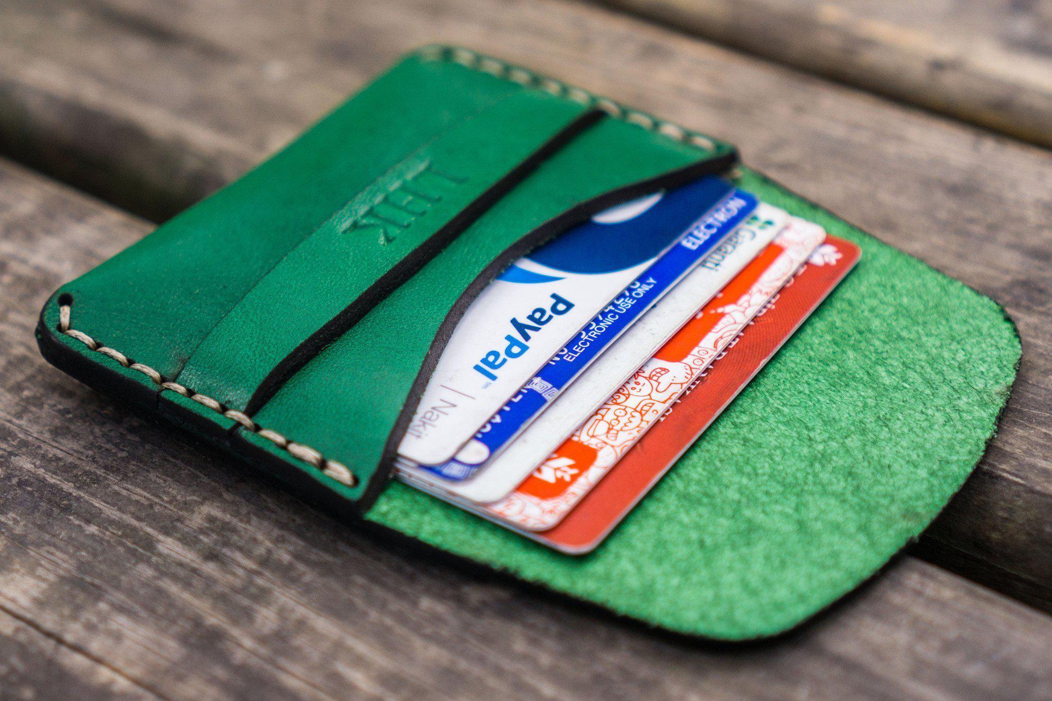 No.36 Personalized Basic Flap Handmade Leather Wallet - Green-Galen Leather