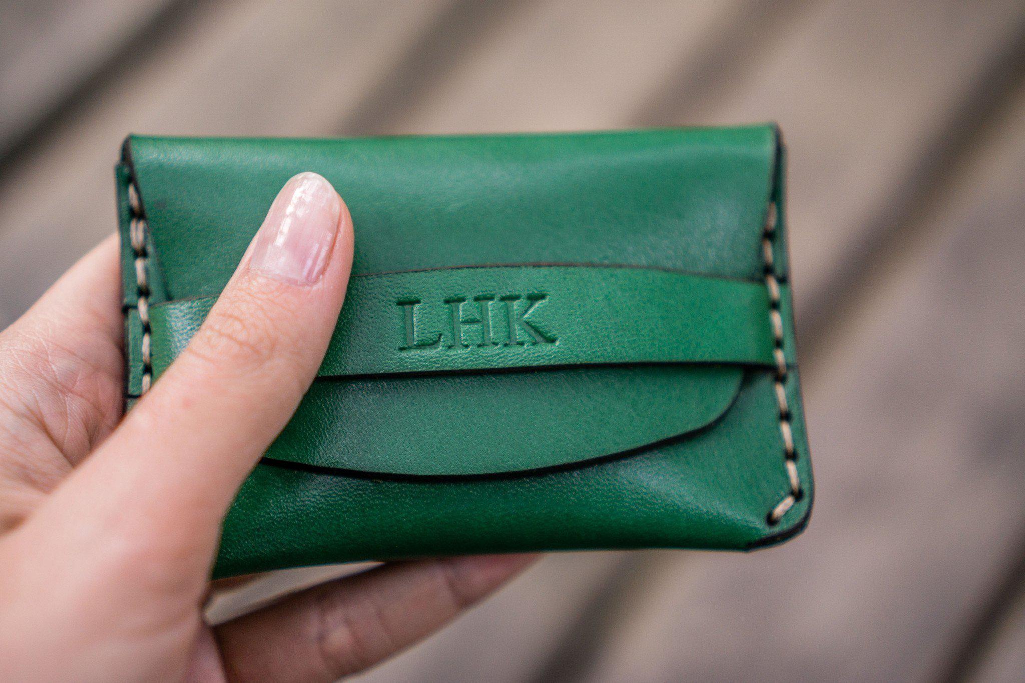 No.36 Personalized Basic Flap Handmade Leather Wallet - Green-Galen Leather