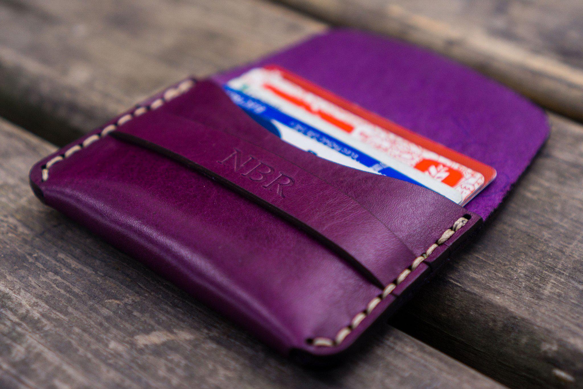 No.36 Personalized Basic Flap Handmade Leather Wallet - Purple-Galen Leather