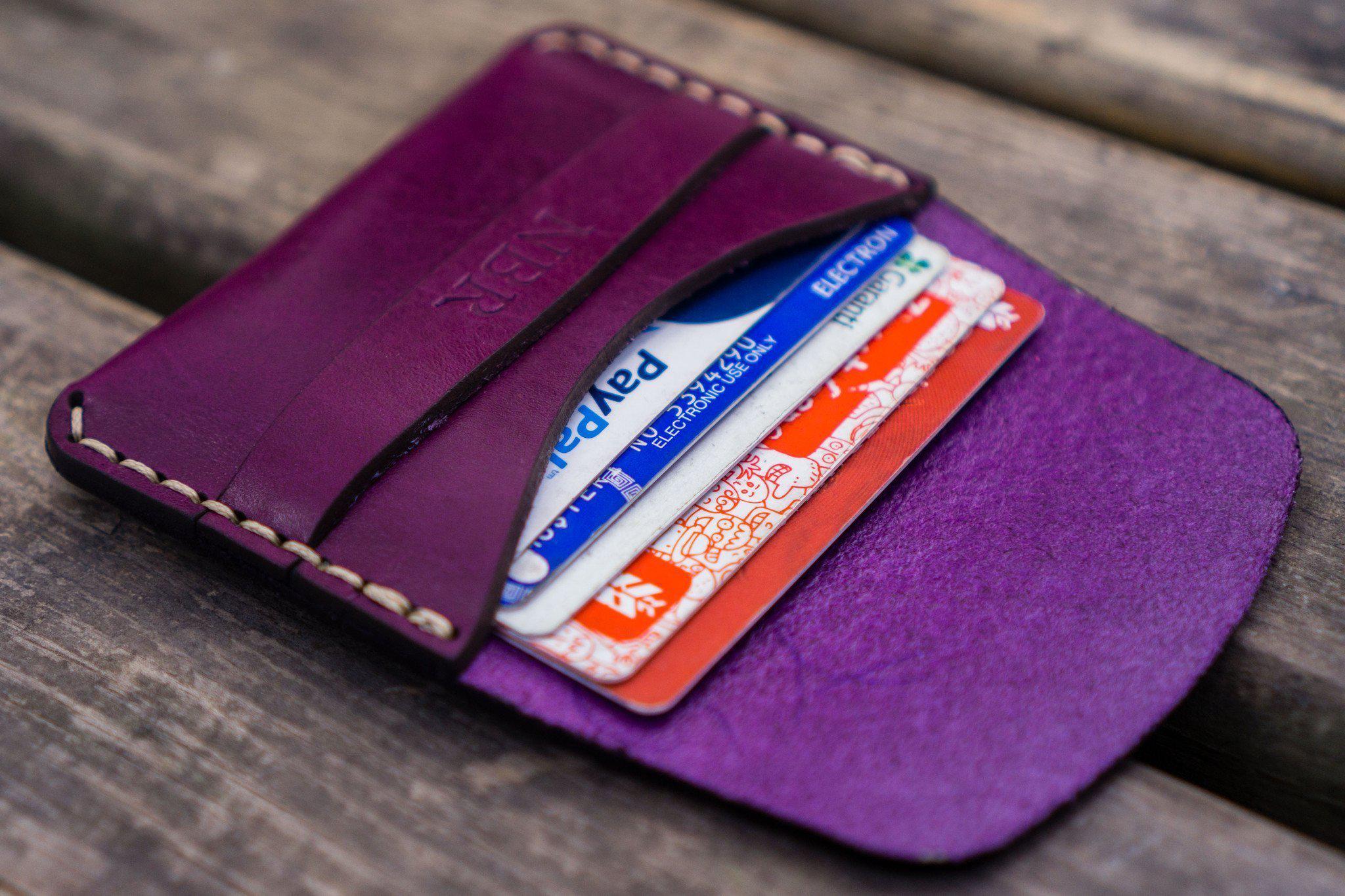 No.36 Personalized Basic Flap Handmade Leather Wallet - Purple-Galen Leather