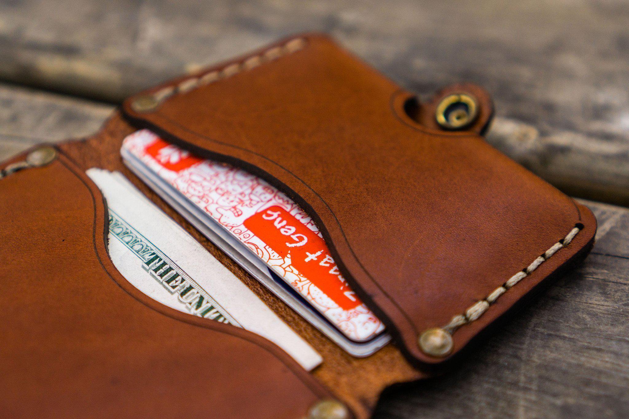 No.38 Personalized Minimalist Hanmade Leather Wallet - Brown-Galen Leather