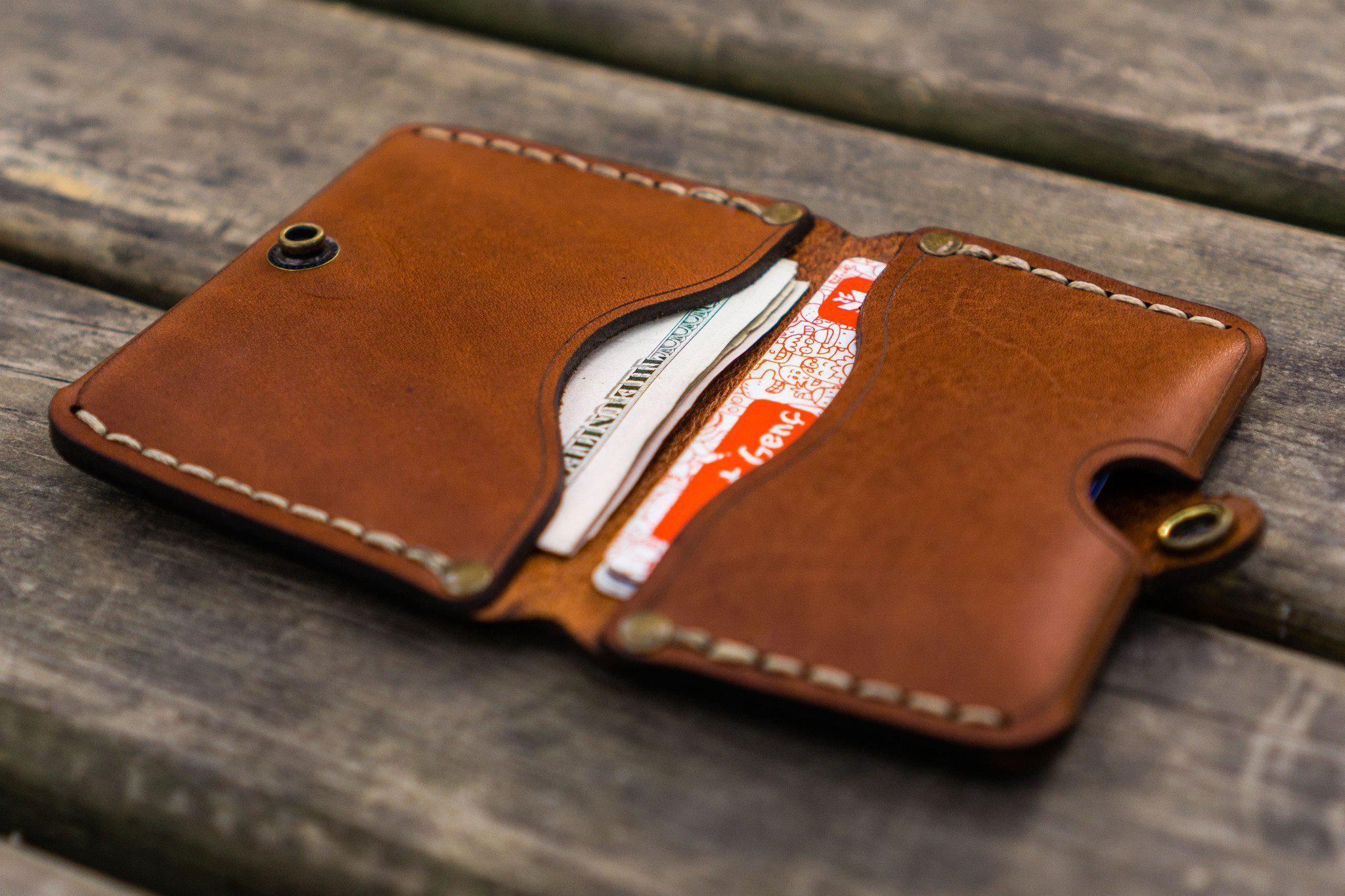 No.38 Personalized Minimalist Hanmade Leather Wallet - Brown-Galen Leather
