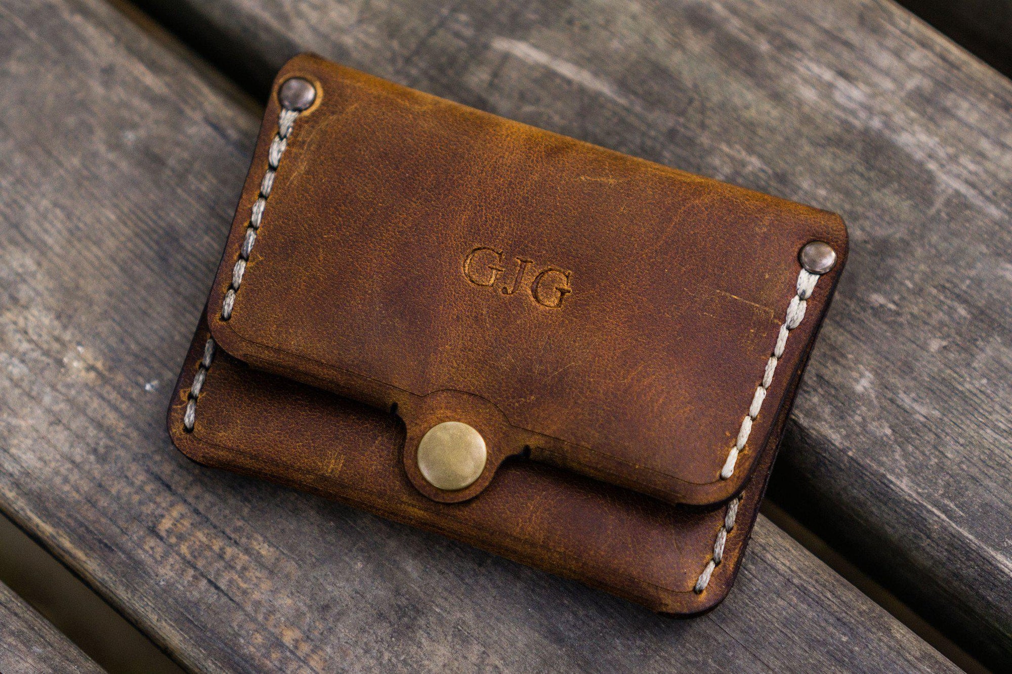 No.38 Personalized Minimalist Hanmade Leather Wallet - Crazy Horse Brown-Galen Leather