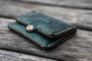 No.38 Personalized Minimalist Hanmade Leather Wallet - Crazy Horse Forest Green-Galen Leather