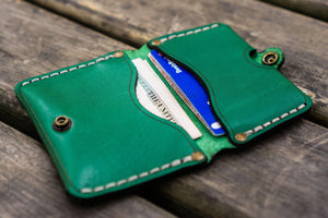 No.38 Personalized Minimalist Hanmade Leather Wallet - Green-Galen Leather