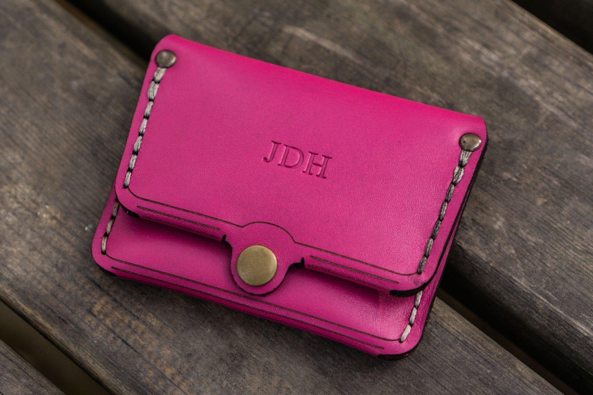 No.38 Personalized Minimalist Hanmade Leather Wallet - Pink-Galen Leather
