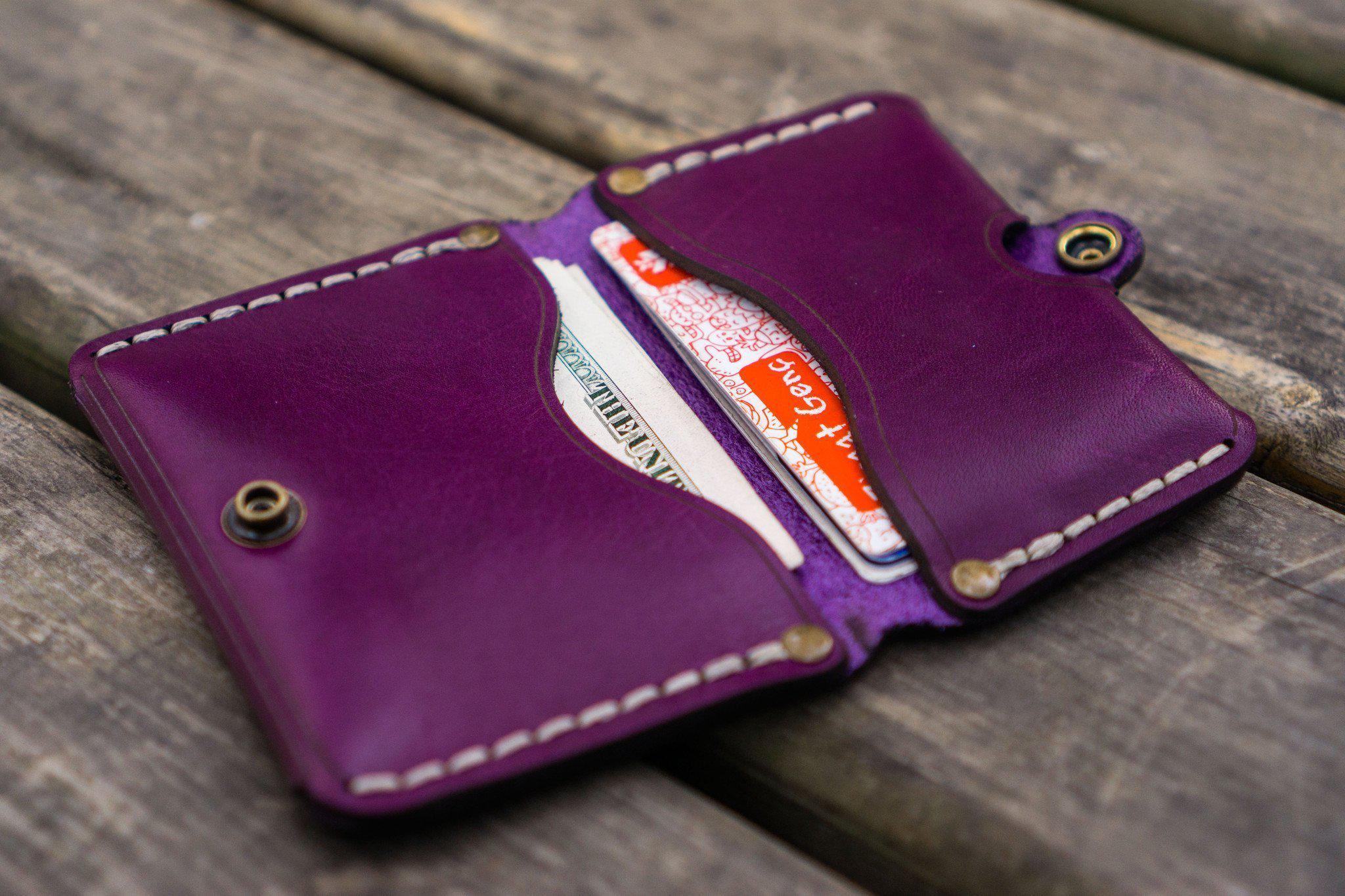 No.38 Personalized Minimalist Hanmade Leather Wallet - Purple-Galen Leather