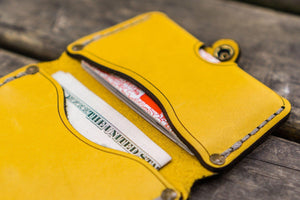 No.38 Personalized Minimalist Hanmade Leather Wallet - Yellow-Galen Leather
