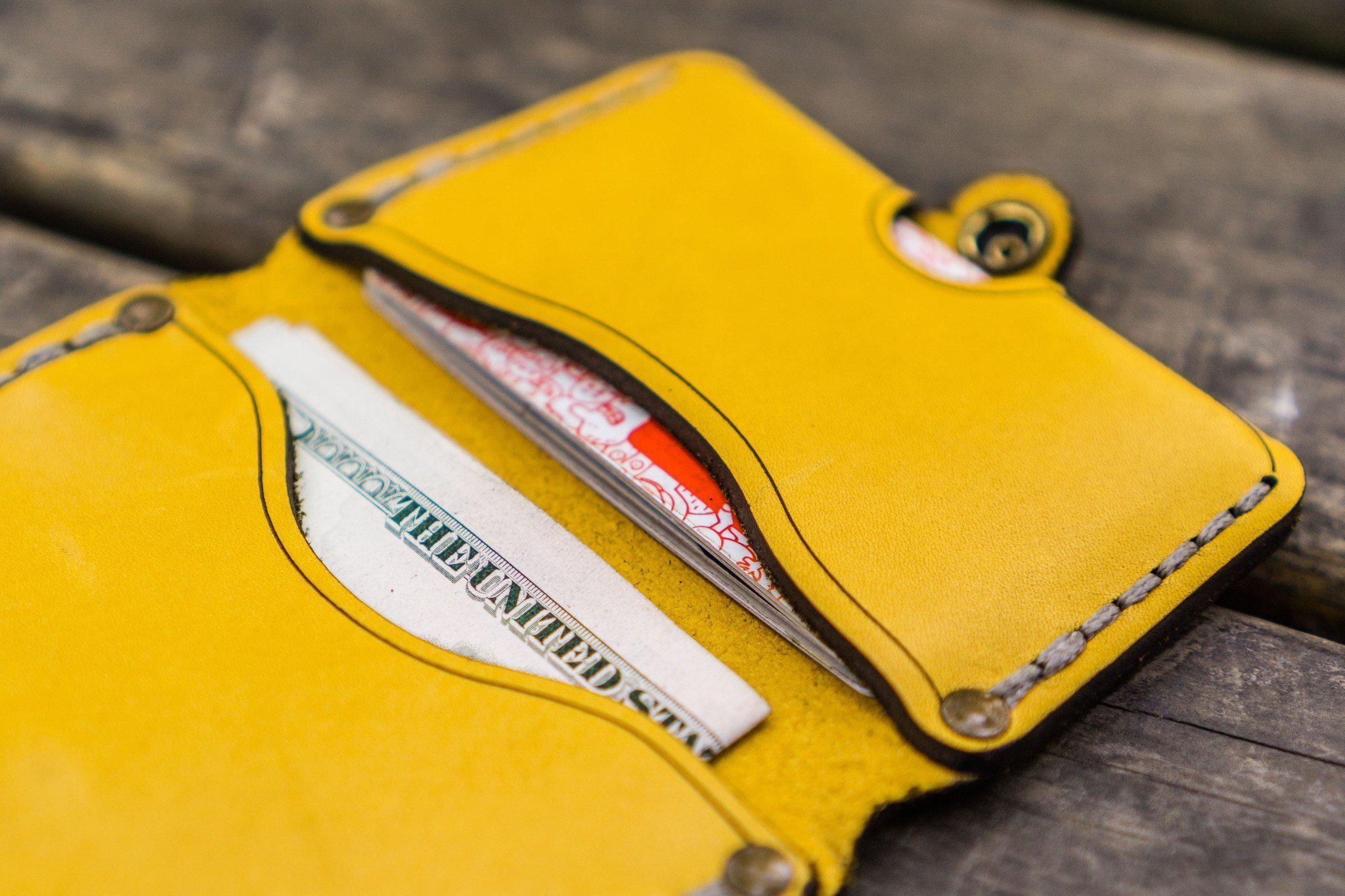 No.38 Personalized Minimalist Hanmade Leather Wallet - Yellow-Galen Leather
