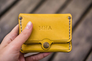 No.38 Personalized Minimalist Hanmade Leather Wallet - Yellow-Galen Leather