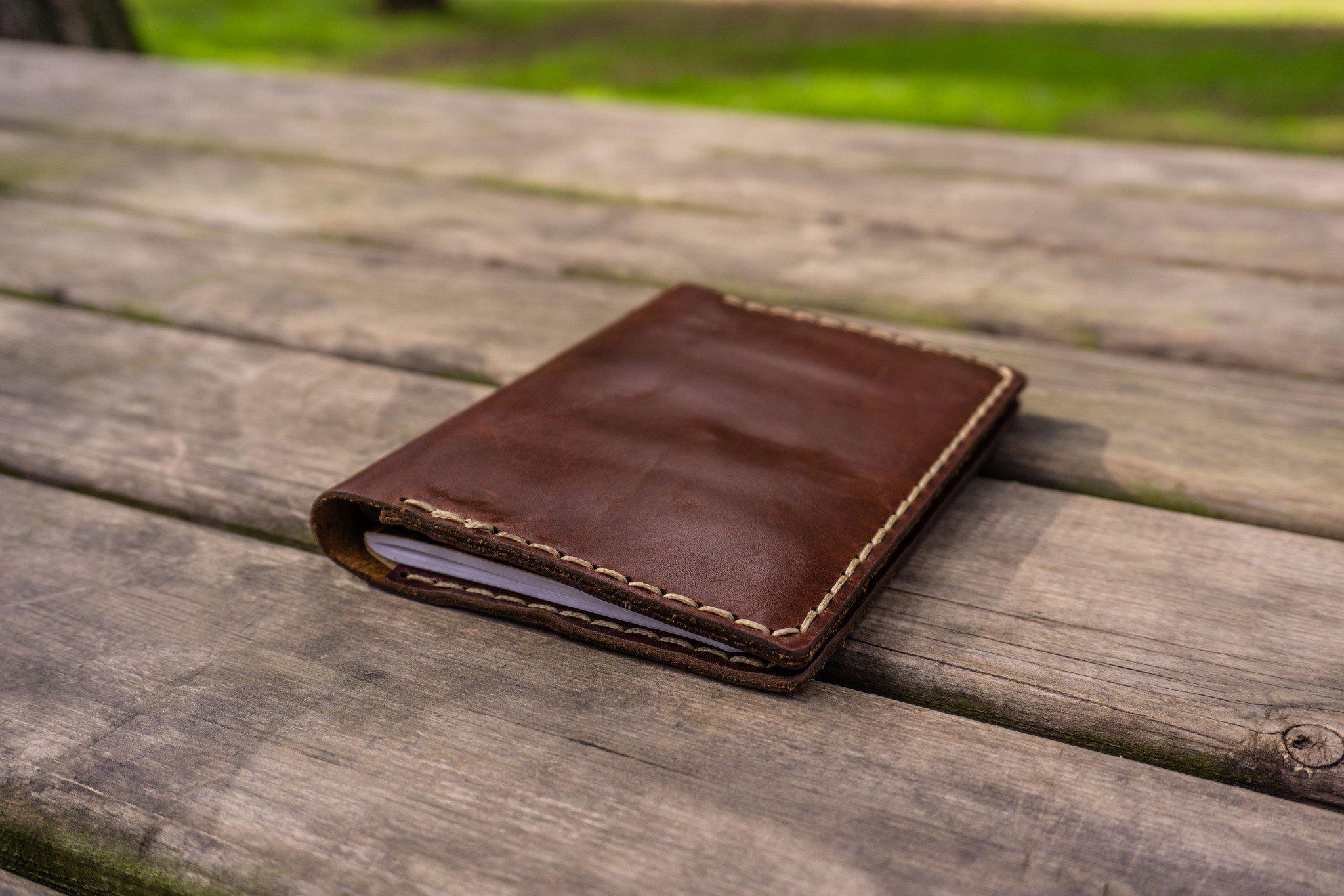 No.44 Personalized Leather Field Notes Cover - Brown-Galen Leather