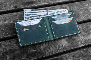 No.48 Personalized Handmade Leather Wallet - Crazy Horse Forest Green-Galen Leather