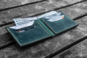 No.48 Personalized Handmade Leather Wallet - Crazy Horse Forest Green-Galen Leather