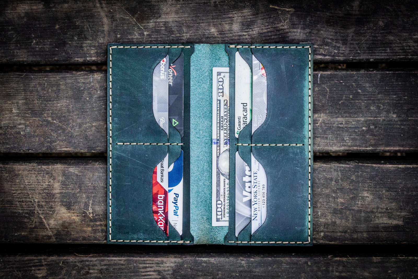 No.49 Handmade Leather Women Wallet - Crazy Horse Forest Green-Galen Leather