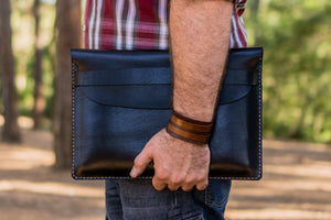 Personalized Leather MacBook Sleeves - Black-Galen Leather