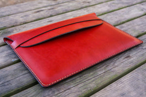 Personalized Leather MacBook Sleeves - Red-Galen Leather