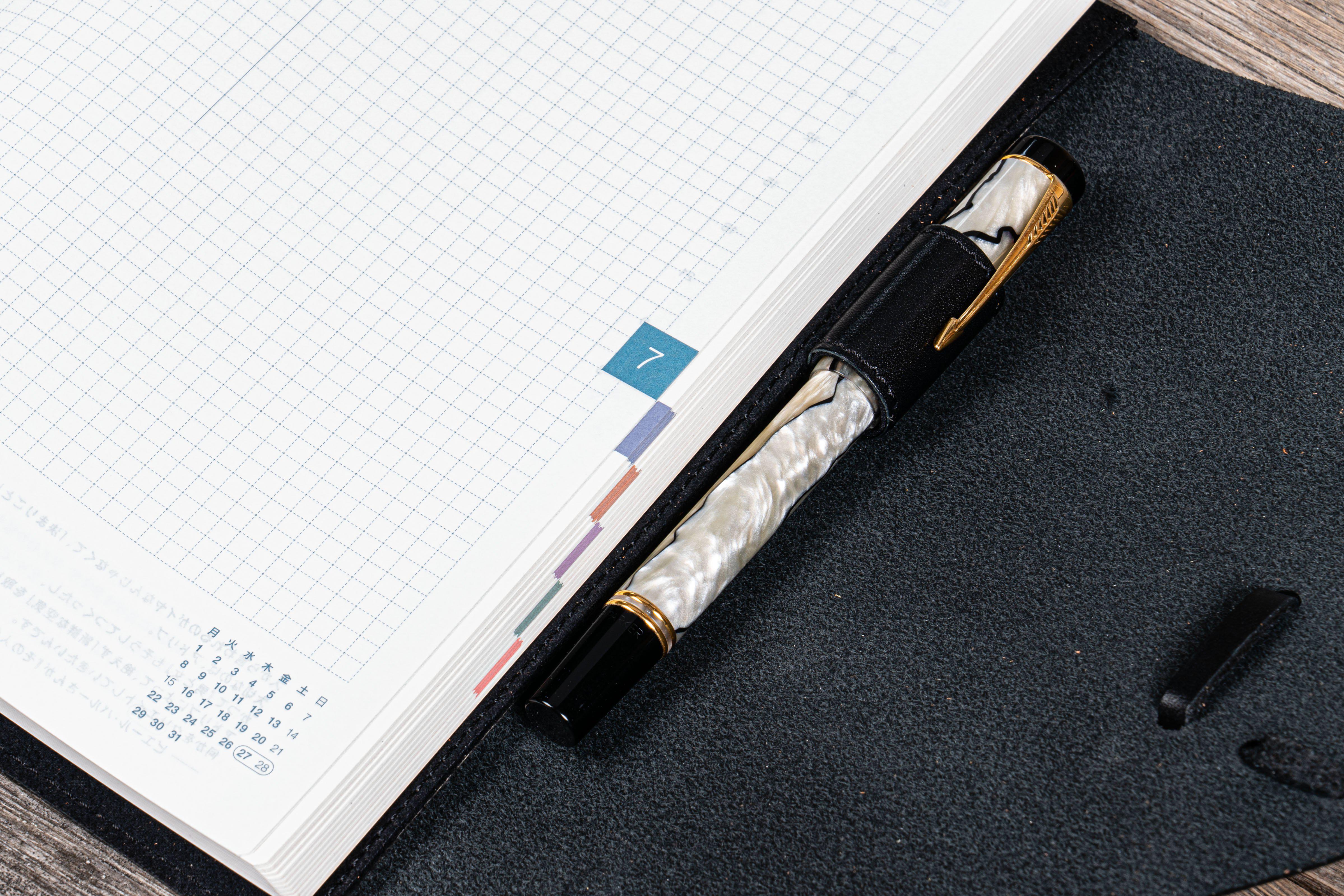 Refillable Leather Wrap Journal / Planner Cover - Black-Galen Leather