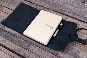 Refillable Leather Wrap Journal / Planner Cover - Black-Galen Leather