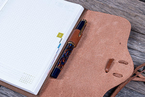 Refillable Leather Wrap Journal / Planner Cover - Brown-Galen Leather