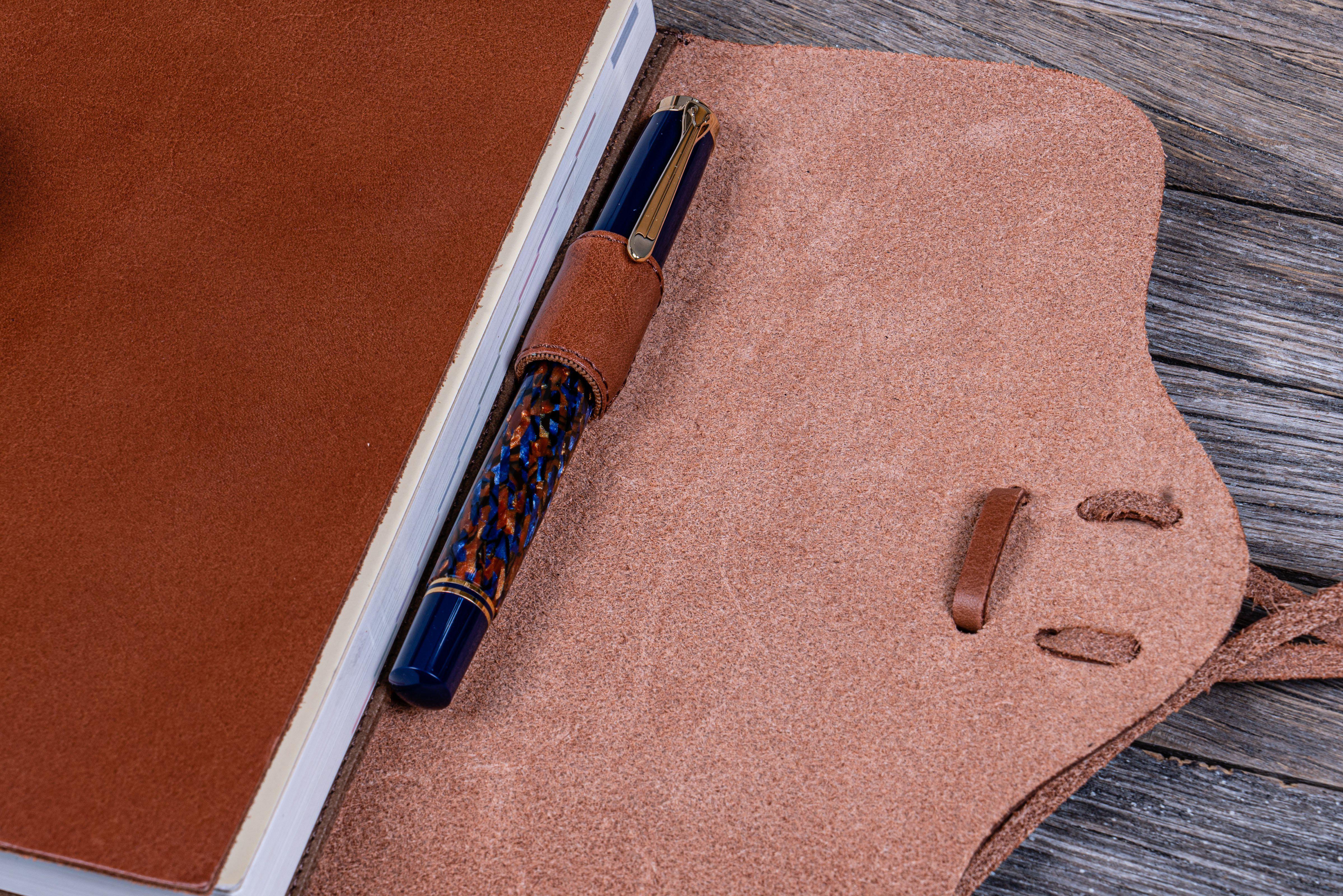Refillable Leather Wrap Journal / Planner Cover - Brown-Galen Leather
