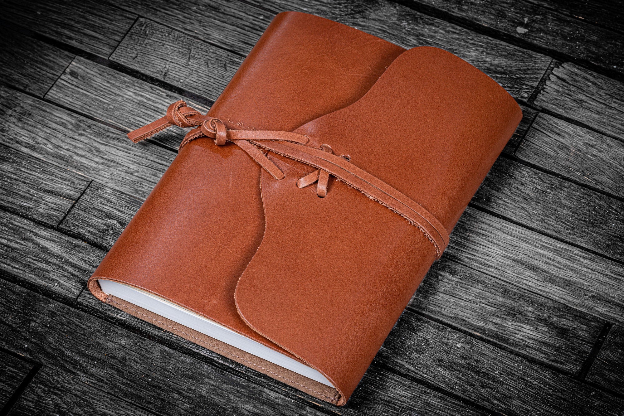Refillable Leather Wrap Journal / Planner Cover - Brown-Galen Leather
